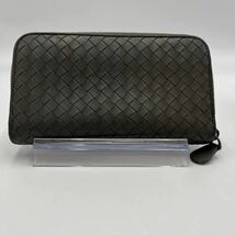 1円●入手困難●BOTTEGA VENETA ボッテガヴェネタ 長財布 イントレチャート ラウンドウォレット ジップ レザー 本革 カーキ メンズ 男女_画像3