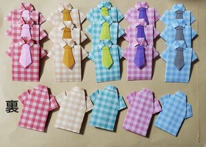 Yシャツ チェックシャツ ネクタイ 父の日 製作 折り紙 ﾊﾝﾄﾞﾒｲﾄﾞ 20セット 保育園 幼稚園 シャツ
