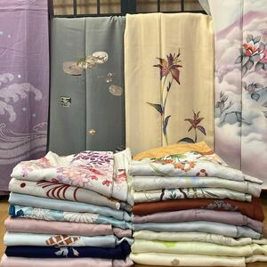 一右衛門 No949 訪問着 21枚まとめ売り 手描友禅 京友禅 刺繍 正絹着物 高級訪問着　大量まとめ売り大処分