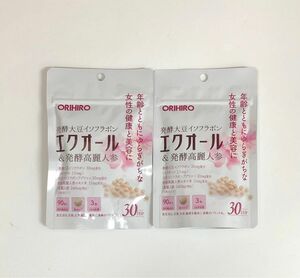 オリヒロ エクオール＆発酵高麗人参 サプリメント 30日分 90粒×2袋セット