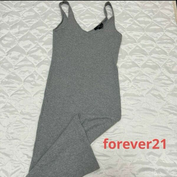 レディース ワンピース forever21 グレー ノースリーブ キャミソール