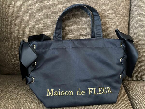 Maison de FLEUR サイドリボンバッグ　ネイビー