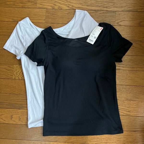 UNIQLO エアリズムリブブラTシャツ（半袖）シルクブレンド