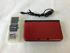 0.HM042-A8S60[ Saitama departure ]Nintendo 3DSLL красный × черный SPR-001 * электризация проверка * первый период . завершено nintendo soft 2 шт. игра 