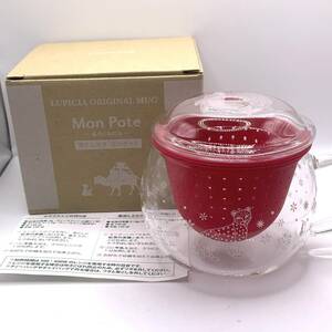 #12005　(未使用品)LUPICIA ルピシア 茶こしマグ モンポット Mon Pote 紅茶 ティーカップ 耐熱ガラス 箱入り 赤