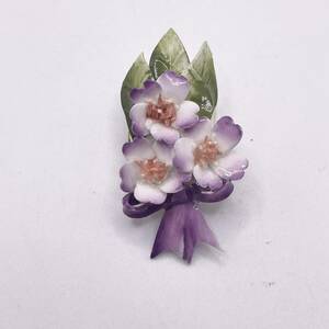 #12196 [1 jpy start ]ROYAL DOULTON Royal Doulton ceramics flower. brooch 