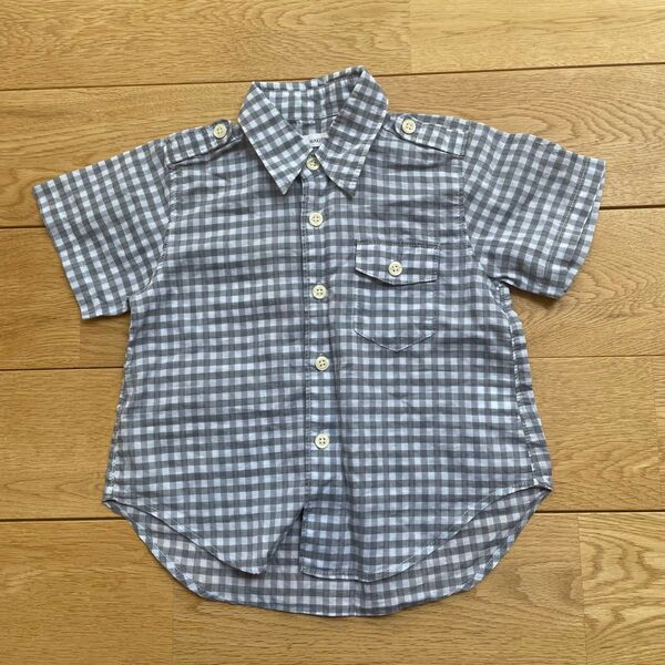MAKIE 半袖シャツ 春夏 ギンガムチェック柄 シャツ gray ボタンシャツ 2y マキエ