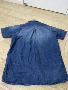 ジョイファクトリー　ヴィンテージ　デニムシャツ　メンズ　Ｍサイズ　JOEY factory アメカジ　ワークシャツ　半袖シャツ　刺繍