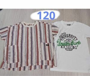 子供服キッズ　120　トップス　tシャツ　二枚セット　夏　男の子 Tシャツ 半袖Tシャツ 半袖カットソー