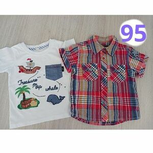 子供服ベビー95　半袖カットソーtシャツ　春　秋　夏　daddyohdaddy 半袖シャツ チェック柄