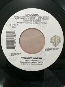 【米オリジナル7”】Madonna You Must Love Me マドンナ　ユー・マスト・ラヴ・ミー