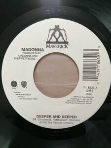 【米オリジナル7”】Madonna Deeper And Deeper マドンナ　ディーパー・アンド・ディーパー