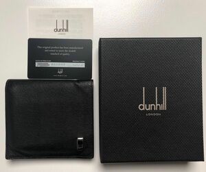 【値下げ】ダンヒル 二つ折り財布 ブラック 黒 レザー dunhill 財布　箱付き