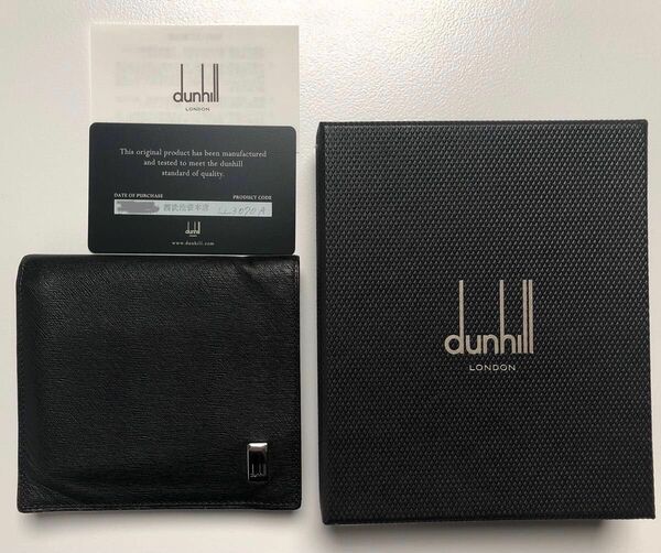 【値下げ】ダンヒル 二つ折り財布 ブラック 黒 レザー dunhill 財布　箱付き