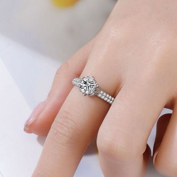 CZダイヤモンド リング 指輪 6mm 925シルバー フリーサイズ 婚約 プレゼント ジュエリー ホワイト last one