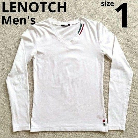 レノッチ　メンズ　長袖Tシャツ　カットソー　白　ワンポイント　Lenotch　長袖　イタリア