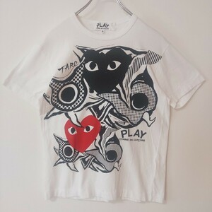 3-47【大人カッコいい】PLAY COMME des GARCONS プレイコムデギャルソン　限定Tシャツ　岡本太郎 コラボ白　M 