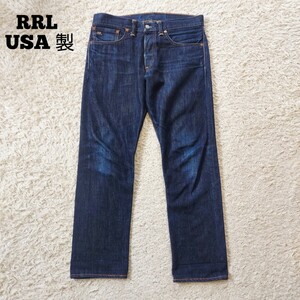 5-31[ взрослый симпатичный ]USA производства RRL RR L Denim брюки джинсы RALPH LAUREN Ralph Lauren темно синий красный уголок размер W32