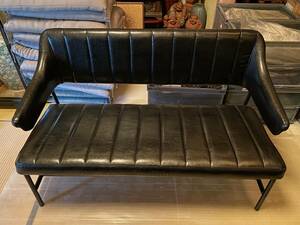 2 seater . leather sofa l black sofa l bench seat l leather seat 