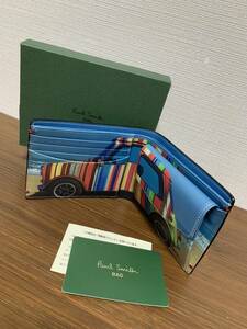 未使用☆[Paul Smith] STRIPE MINI COOPER ミニクーパー レザーウォレット 二つ折り 革財布 ブラック ポールスミス