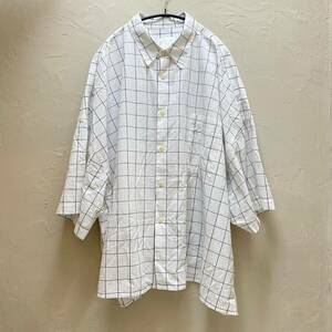  whowhat フーワット チェックオーバーサイズシャツ 半袖 ホワイト系 白【代官山05】