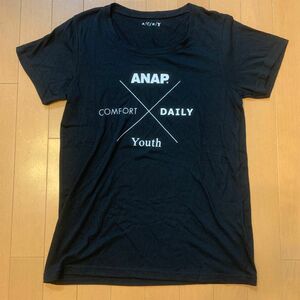 ANAP アナップ レディース　半袖Tシャツ　ロゴ付き　ブラック