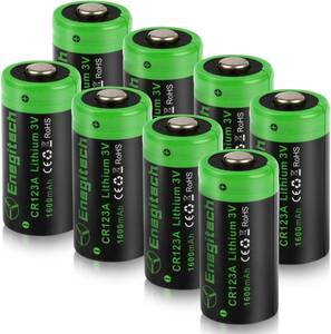 CR123A 8個 Enegitech CR123A リチウム 電池 123A 3V バッテリー 1600mAh キュリオロック 