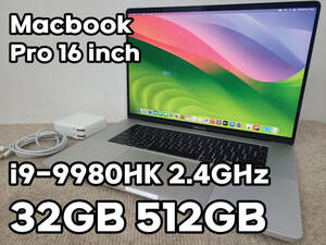 【良品】Apple MacBook Pro 16(2019, A2141) Core i9-9980HK / 2.4GHz / RAM 32GB / SSD 512GB / シルバー / 充放電回数 : 389 [MC045]