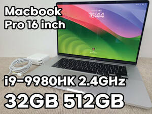 【良品】Apple MacBook Pro 16(2019, A2141) Core i9-9980HK / 2.4GHz / RAM 32GB / SSD 512GB / シルバー / 充放電回数 : 103 [MC046]