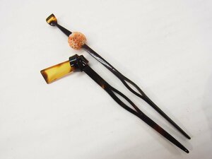 # ornamental hairpin # 2 pcs set tortoise shell ( not yet judgment ) # USED