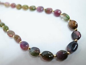 * tourmaline * K18 metal fittings necklace approximately 38 centimeter * USED