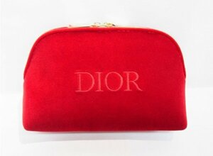 ★ Dior / ディオール ★　ノベルティ　 ベロア　ロゴ　化粧品ポーチ 　赤　★ 未使用品