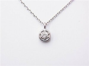 ◎ ジュエリーマキ ◎　PT850　ネックレス　1Pダイヤ0.08ct　アズキチェーン　2.6ｇ　プラチナ850　◎美品