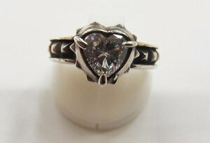 # accessory ring silver 925 Heart clear Stone attaching approximately 7 number # USED