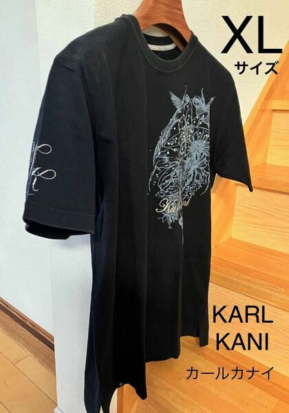 XL（ LL）サイズ　カールカナイ　KARL KANI 黒　綿100% 半袖Tシャツ クルーネック 