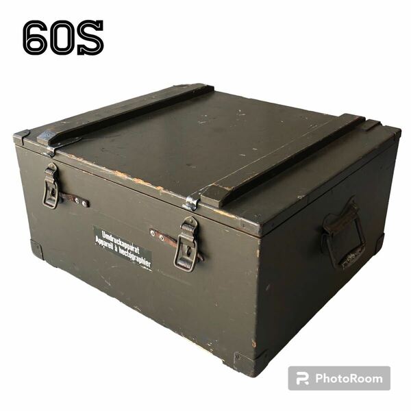スイス軍　ミリタリー　ボックス　木箱　60S 軍モノ　実物　ヴィンテージ　ウッド　収納ケース スイスアーミー　アンティーク　ビンテージ