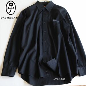 【CASTELBAJAC】長袖シャツ　ロゴ刺繍　黒　L相当　日本製★