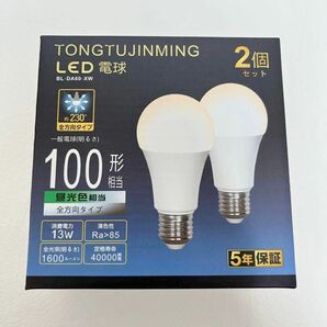 【未使用品】E26 LED電球 100W形相当 昼光色 口金直径26mm 2個入 PSE認証