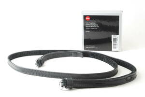 ☆LEICA ライカ 革 レザー カメラ ストラップ 黒色(ブラック) 型押し文字 キャリング Leather Camera Strap ネック ショルダー 14453☆