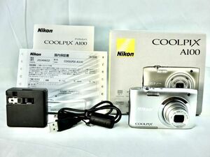 ★簡易動作確認済★ニコン NIKON クールピクス COOLPIX A100SL シルバー！2005万画素！元箱説明書純正充電器付属#00590#0042#089210#055