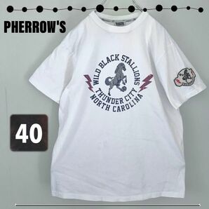 フェローズ PHERROW'S★WILD BLACK STALLIONS★米国サッカー/ワッペン付Tシャツ★JPNメンズL(40)