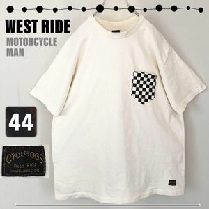 West Ride/ウエストライド モーターサイクルマン★チェッカーポケット★14番糸アメリカコットンTシャツ★希少な44サイズ