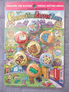  cheap valuable rare * PaRappa The Rapper * badge set (7 piece set * red ) at that time. goods * Sony *PlayStation* dead stock * unopened present condition goods 