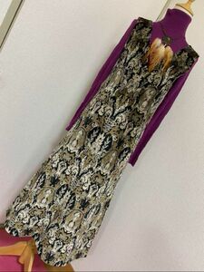 goaゴア☆ジャガード織風高級感ある柄ジャンパースカート、ワンピース中古美品サイズフリー レディース