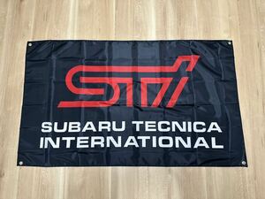 約150x90cm スバル STI 特大フラッグ バナー タペストリー 旗 ガレージ装飾 雑貨 世田谷 インプレッサ ラリー レース WRC 歴代