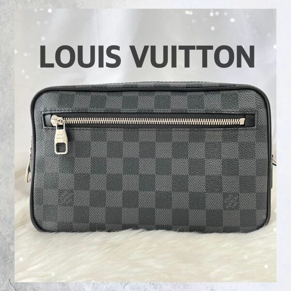 【美品】Louis Vuitton　ルイヴィトン　ダミエ・グラフィット　ポシェット　カサイ　セカンドバッグ　ブラック系　491