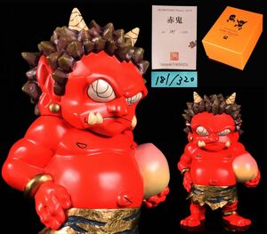 未使用保存品 人気作者 瀧下和之「赤鬼」限定320/181 MOMOTARO ONI Figure フィギュア オブジェ 鬼人形 専用箱 証明書[64216yp]