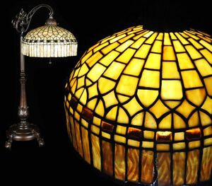 TIFFANY STUDIOS Tiffany Studio Tiffany лампа очень большой 78. витражное стекло подставка лампа античный [6520yp]