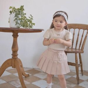 mkids ribbon puff T トップス リボン ボーダー 韓国子供服 aosta thebeige 