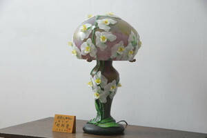 R-070272 used glasswork author black tree country . new century romance [. butterfly orchid ] table lamp ( desk lighting, desk lamp, table light, stand light )